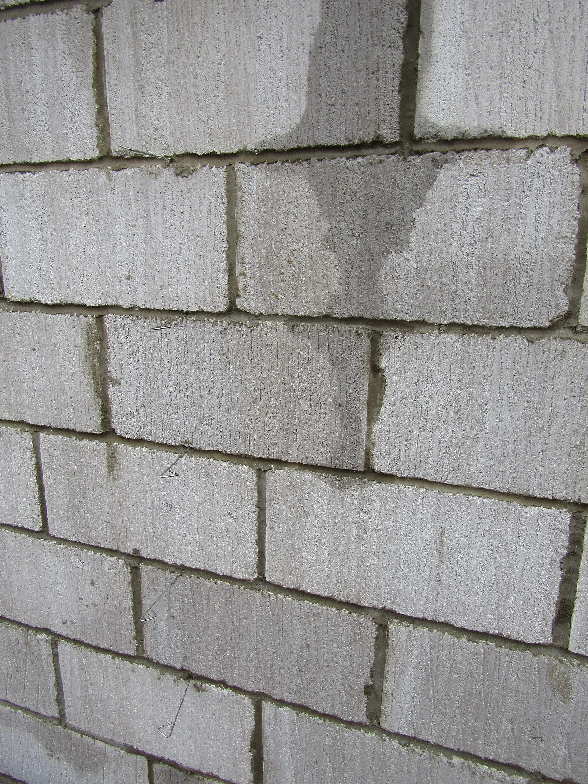 A wall of aerated concrete blocks